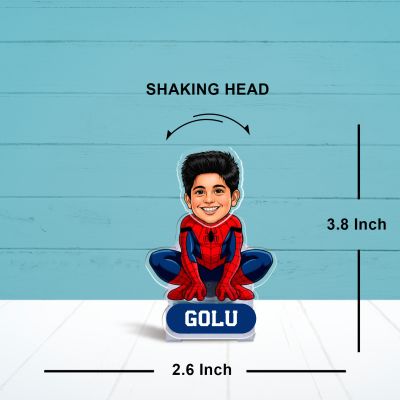 Personalized Spiderman Theme Bobblehead Caricature with Shaking Head for Car Dashboard & Tabletop Decor Custom with Funny Face & Name Birthday Return Gift